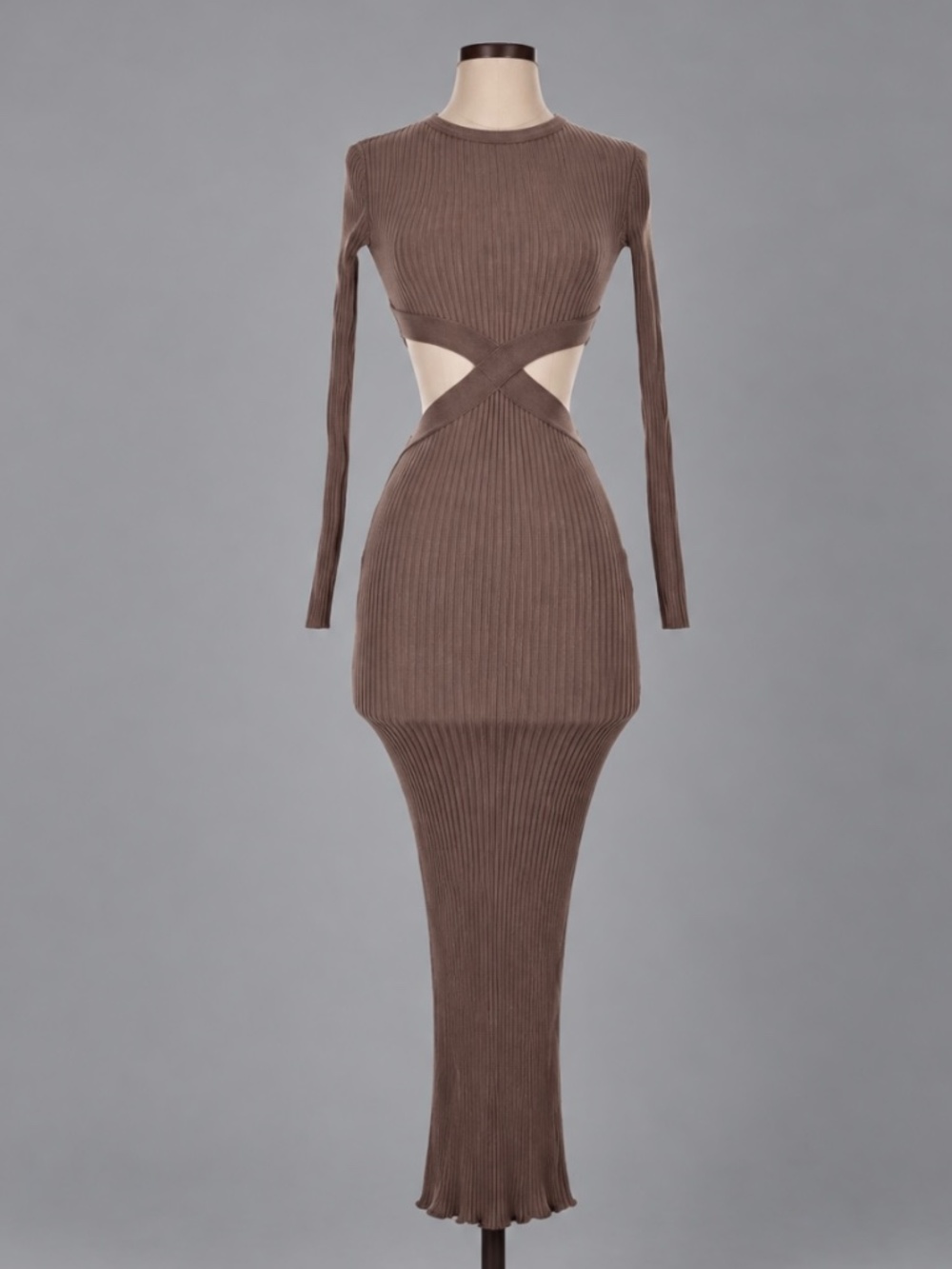 ZARA Ribbed Cutout Maxi Dress – Size S